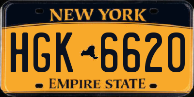 NY license plate HGK6620