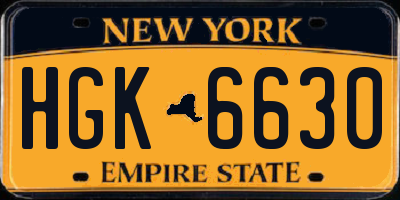 NY license plate HGK6630