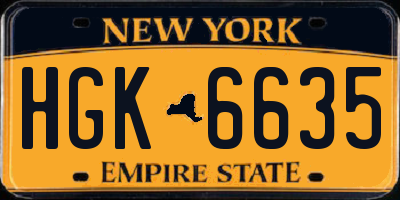 NY license plate HGK6635