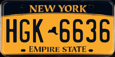 NY license plate HGK6636