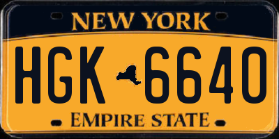 NY license plate HGK6640