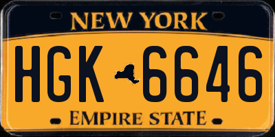 NY license plate HGK6646