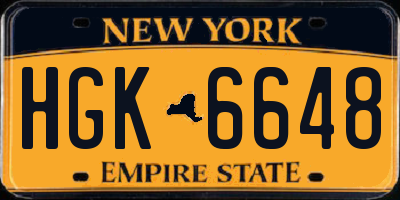 NY license plate HGK6648