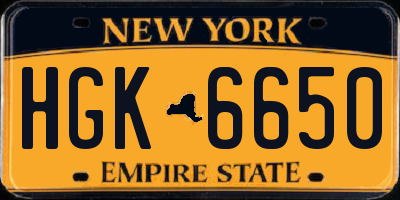 NY license plate HGK6650