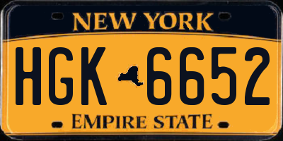 NY license plate HGK6652
