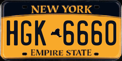NY license plate HGK6660