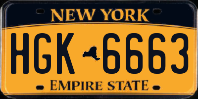 NY license plate HGK6663