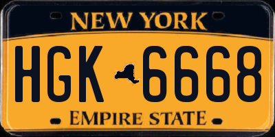 NY license plate HGK6668