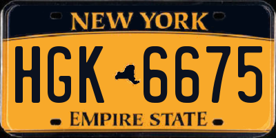 NY license plate HGK6675