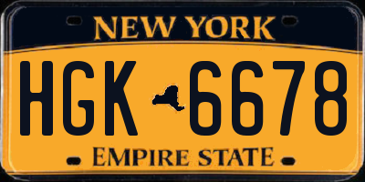 NY license plate HGK6678