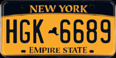 NY license plate HGK6689