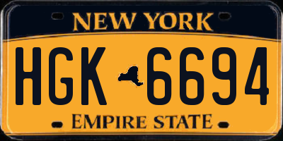 NY license plate HGK6694