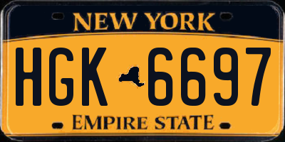 NY license plate HGK6697