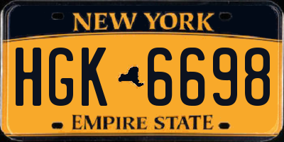 NY license plate HGK6698