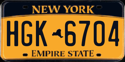 NY license plate HGK6704