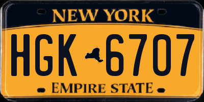 NY license plate HGK6707