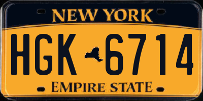 NY license plate HGK6714