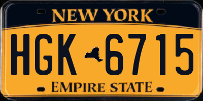NY license plate HGK6715