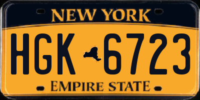NY license plate HGK6723