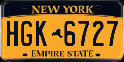 NY license plate HGK6727