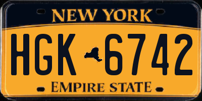 NY license plate HGK6742