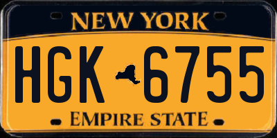 NY license plate HGK6755