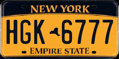 NY license plate HGK6777