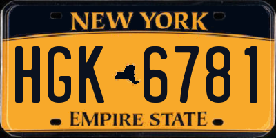 NY license plate HGK6781