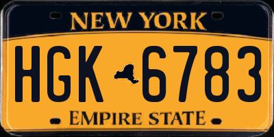 NY license plate HGK6783