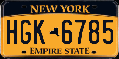 NY license plate HGK6785