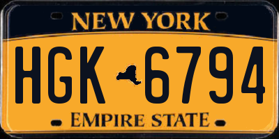 NY license plate HGK6794