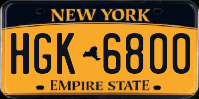 NY license plate HGK6800