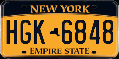 NY license plate HGK6848