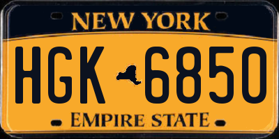 NY license plate HGK6850