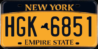 NY license plate HGK6851