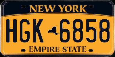 NY license plate HGK6858