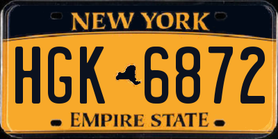 NY license plate HGK6872