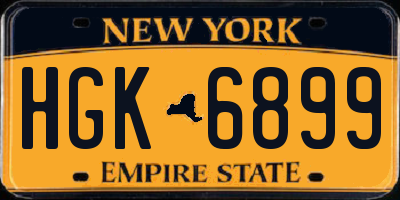 NY license plate HGK6899