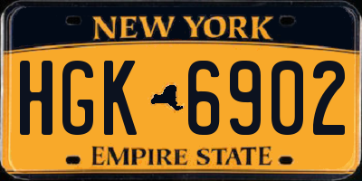 NY license plate HGK6902