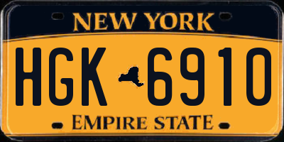 NY license plate HGK6910