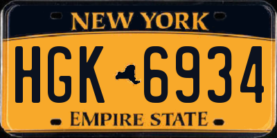 NY license plate HGK6934
