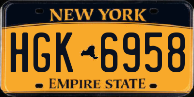 NY license plate HGK6958