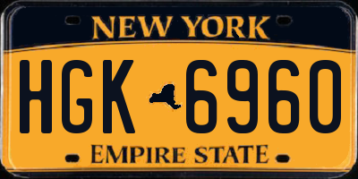 NY license plate HGK6960