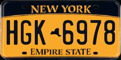 NY license plate HGK6978
