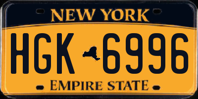 NY license plate HGK6996