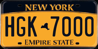 NY license plate HGK7000