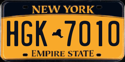 NY license plate HGK7010