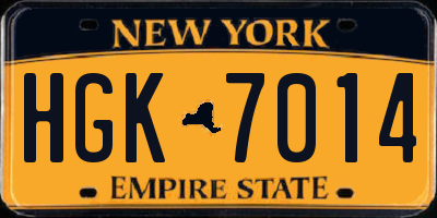 NY license plate HGK7014