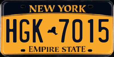 NY license plate HGK7015