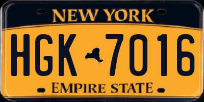 NY license plate HGK7016